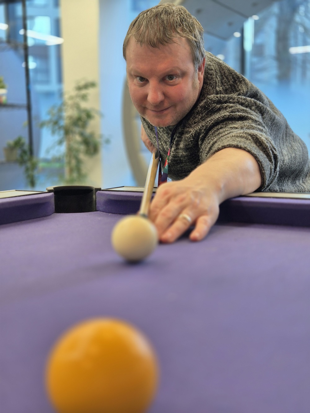 John playing snooker at TBXH